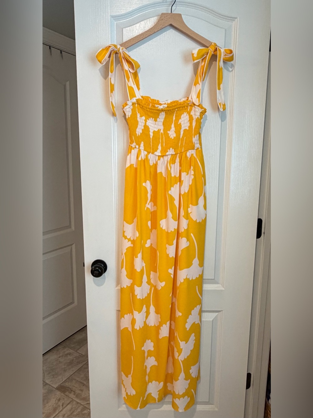 Diane Von Furstenberg DVF for Target Smocked Tie Strap Ginkgo Yellow Dress